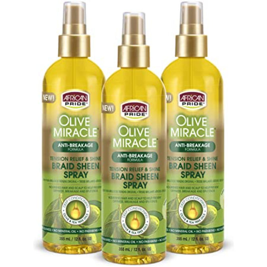 African Pride Olive Miracle Anti-Breakage Braid Sheen Spray 12oz